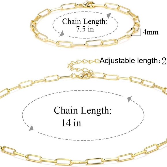 Paperclip Chain 14K Gold Plated Chain Link Necklace for Women - Picture 3 of 8